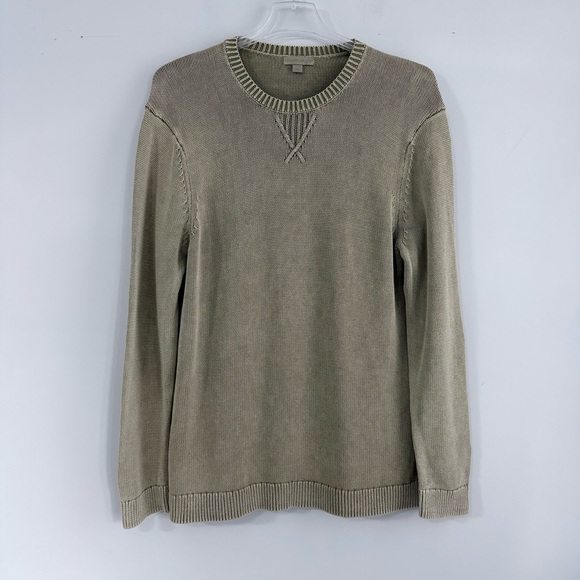 Barefoot Dreams Sunbleached Men's Pullover L Crewneck Sweater Military Olive - Picture 6 of 14